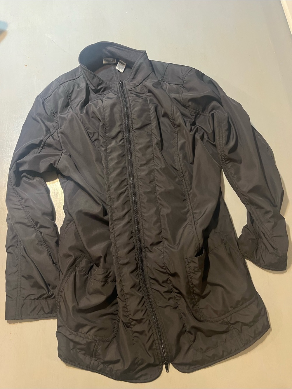 Chico's Black Full Zip Ruched Lightweight Jacket Coat Womens Size 3 (US XL / 16)